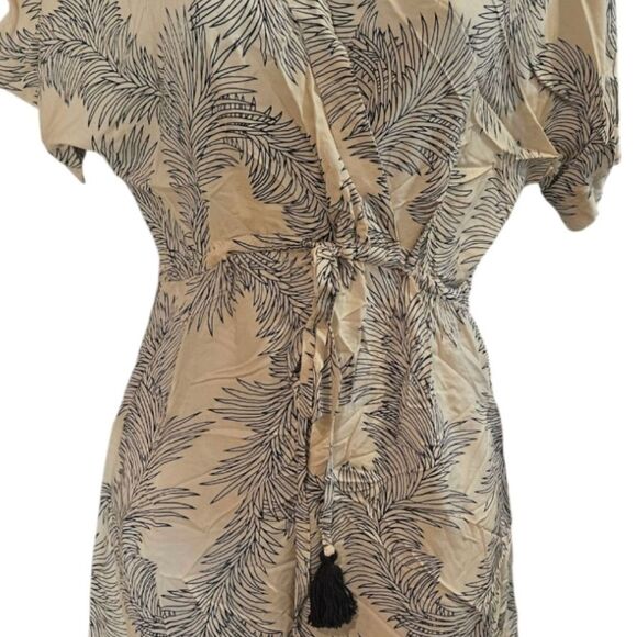 Angels by the Sea Palm Tree Leaves Olive Rayon Short Dress Size S/M - Picture 12 of 13